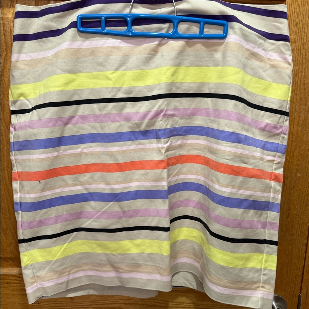 Lord & Taylor Striped Pastel Cotton Skirt - Lavender, Yellow, Pink, Black, Cream